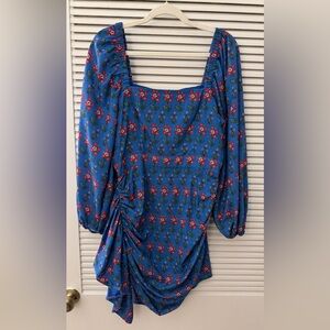 RHODE Mina draped floral-print crepe de chine mini dress